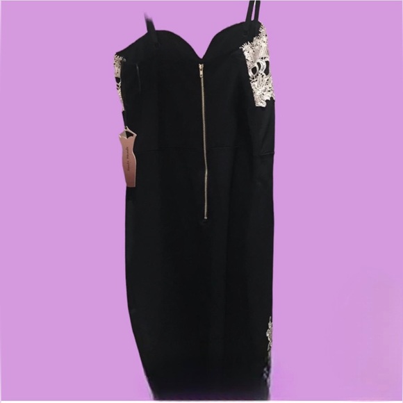 Haute Monde Embellished Strapless Bodycon Black & Tan Dress - Size Large - Picture 2 of 4